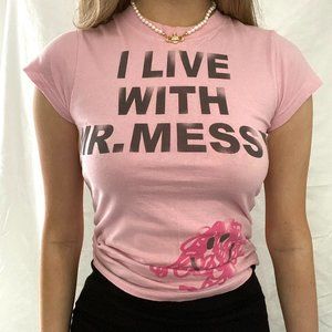 Mr Messy pink graphic baby tee